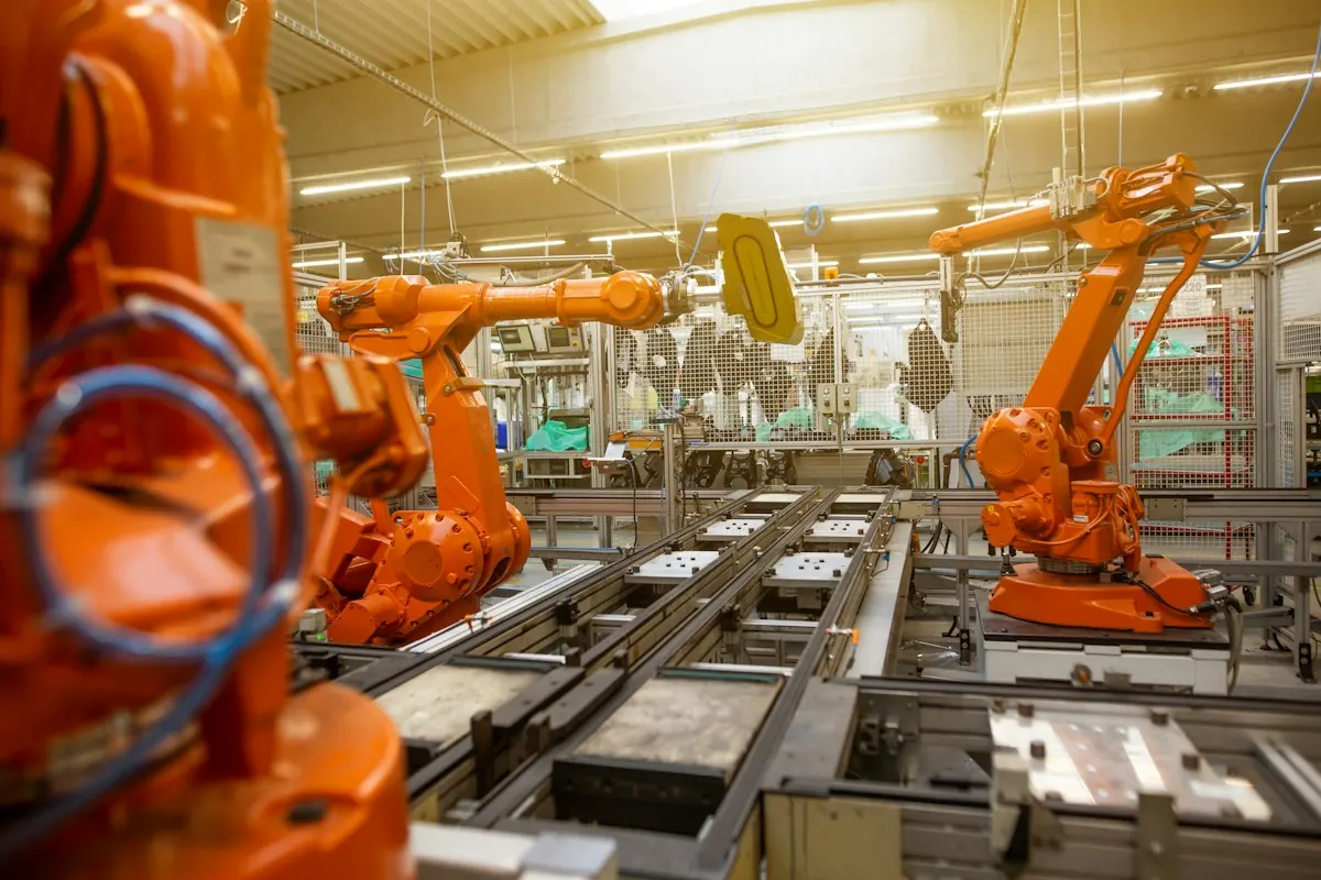 Üretim hattında robot kollar